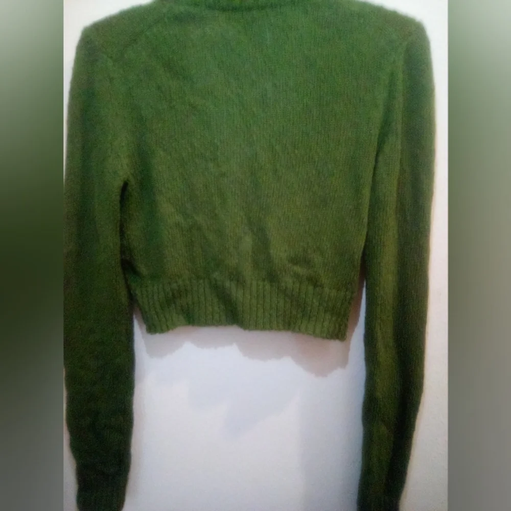 Michael Kors Green Cropped Knit Cardigan 100% Cotton Size XS Fall - Picture 11 of 14